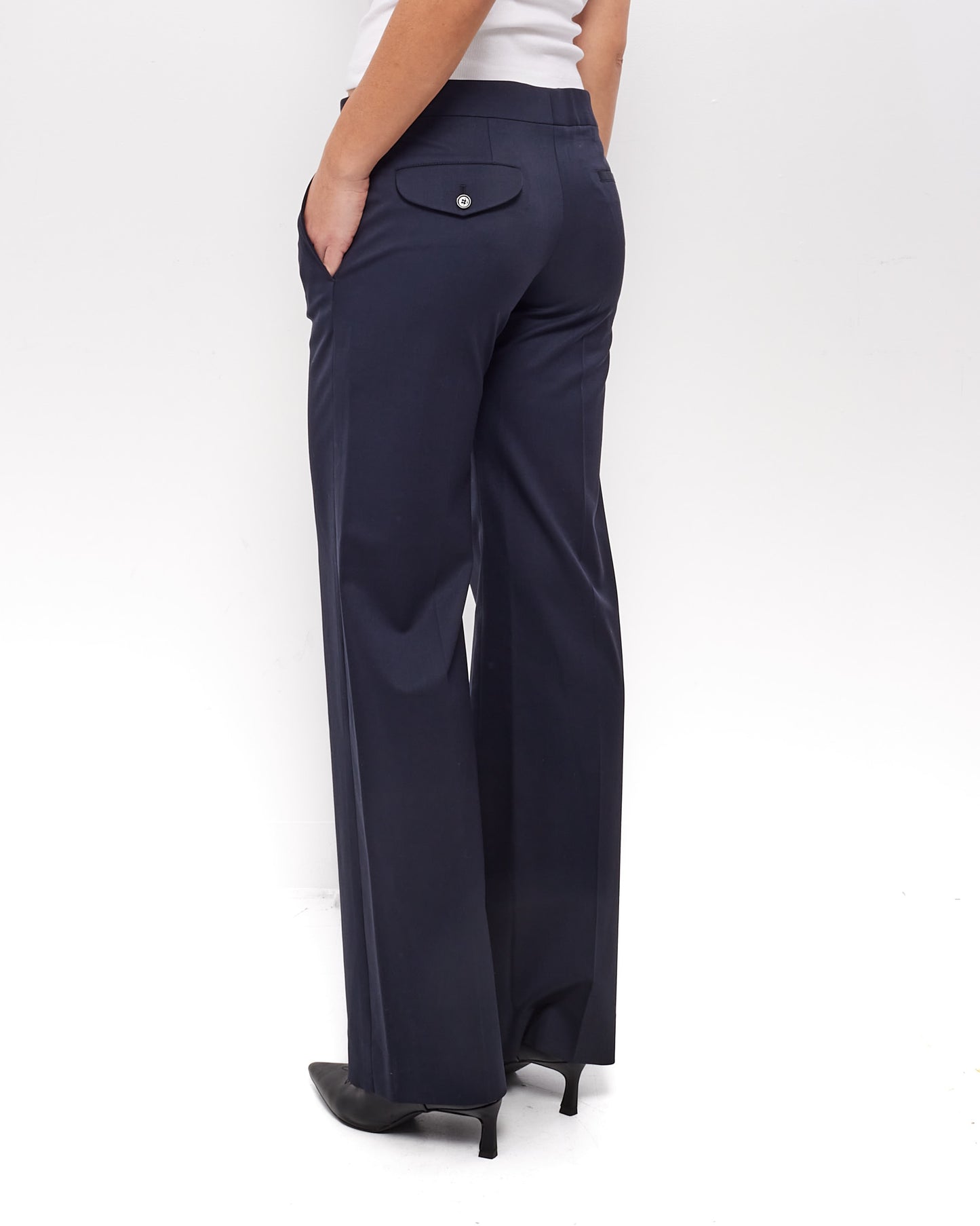 Chloé Navy Cotton Straight Leg Trouser - 38