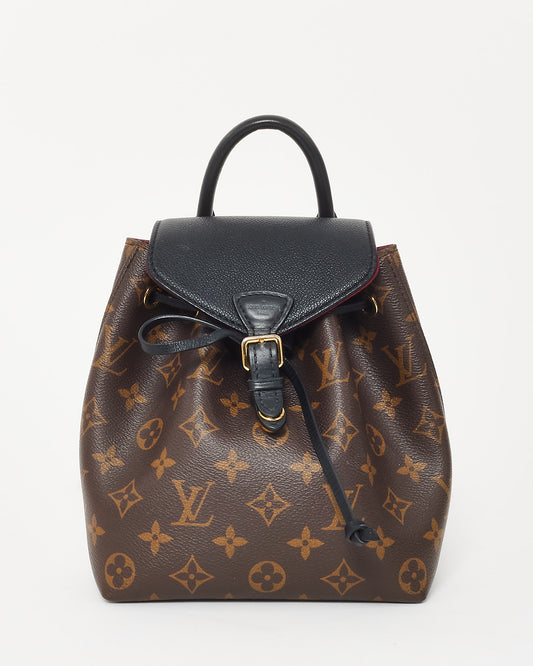 Louis Vuitton Monogram Coated Canvas 
Black Leather New Montsouris BB Backpack