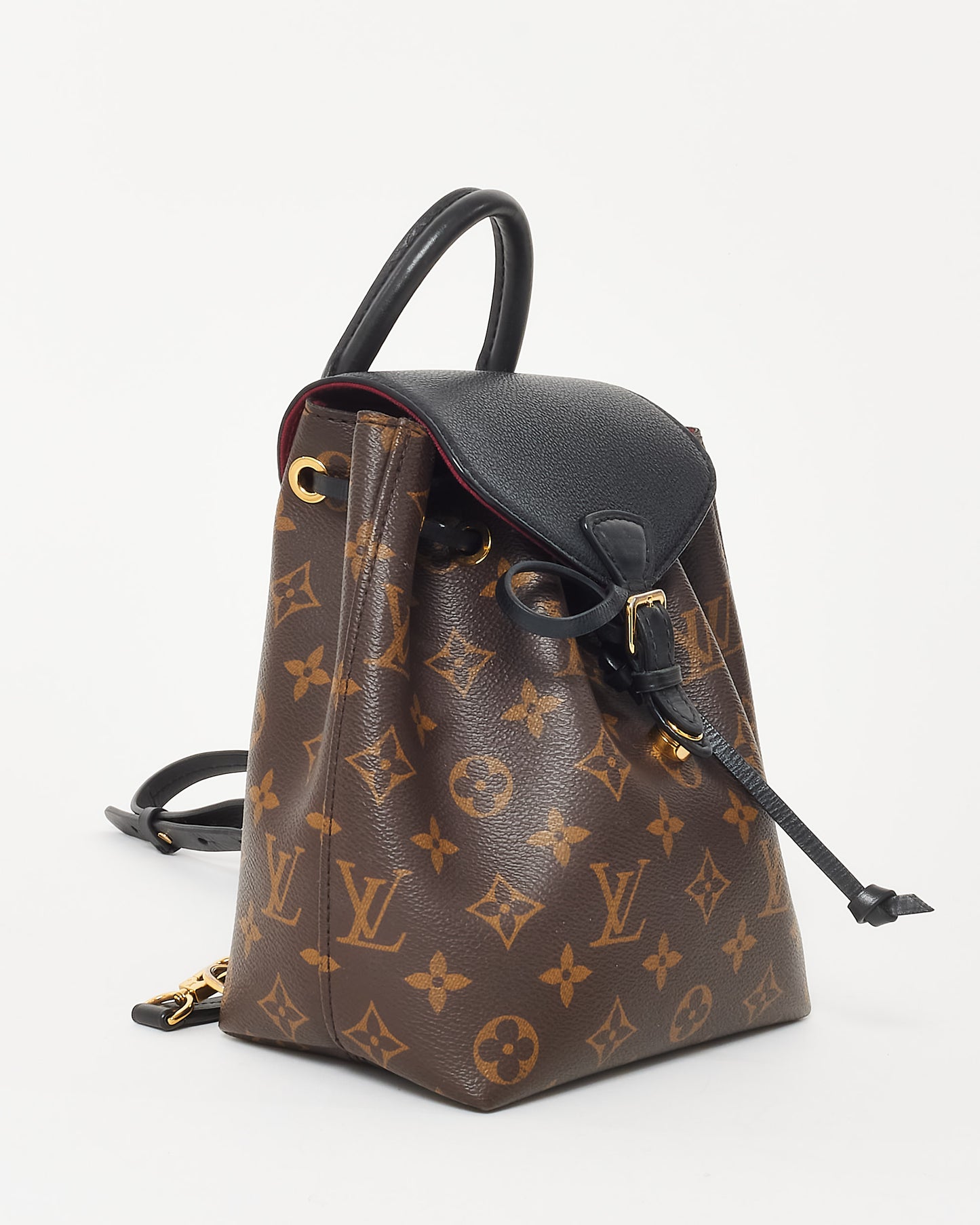 Louis Vuitton Monogram Coated Canvas 
Black Leather New Montsouris BB Backpack