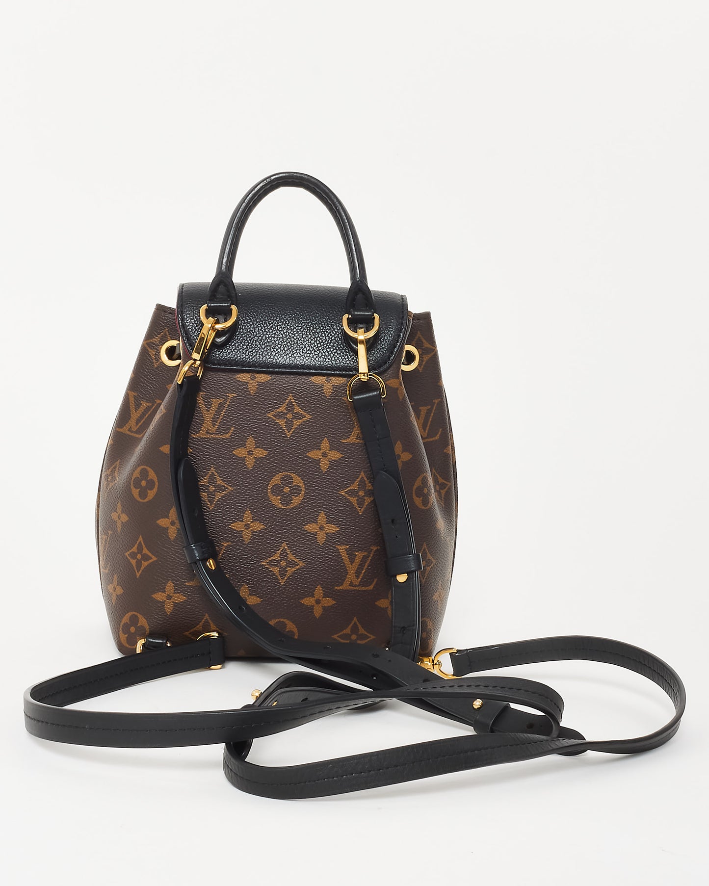 Louis Vuitton Monogram Coated Canvas 
Black Leather New Montsouris BB Backpack