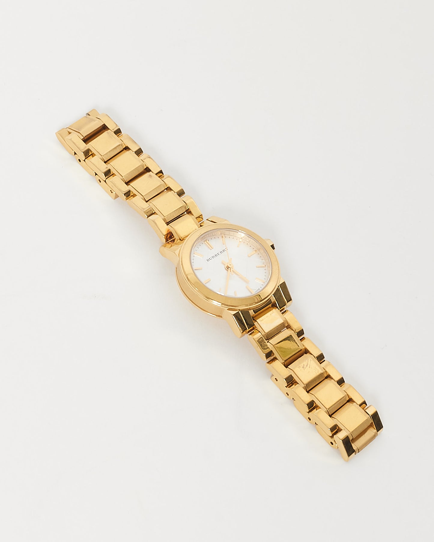 Burberry Gold 
White Plaid Dial Watch 26MM Watch