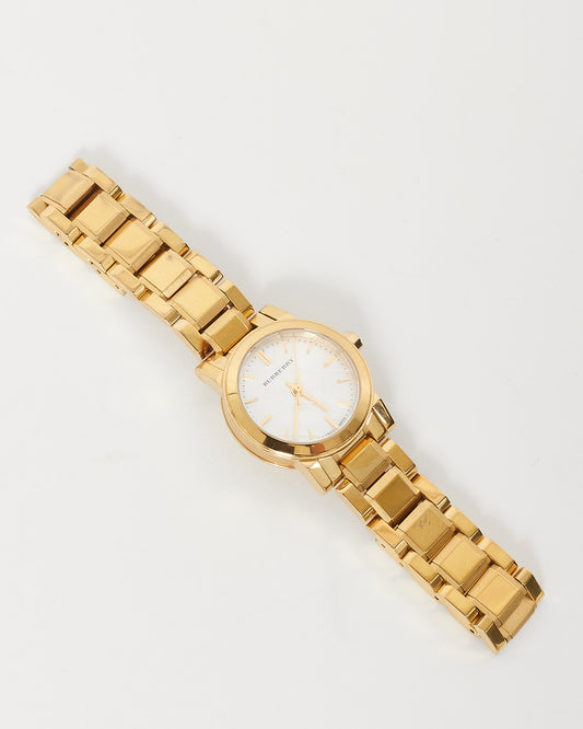 Burberry Gold 
White Plaid Dial Watch 26MM Watch