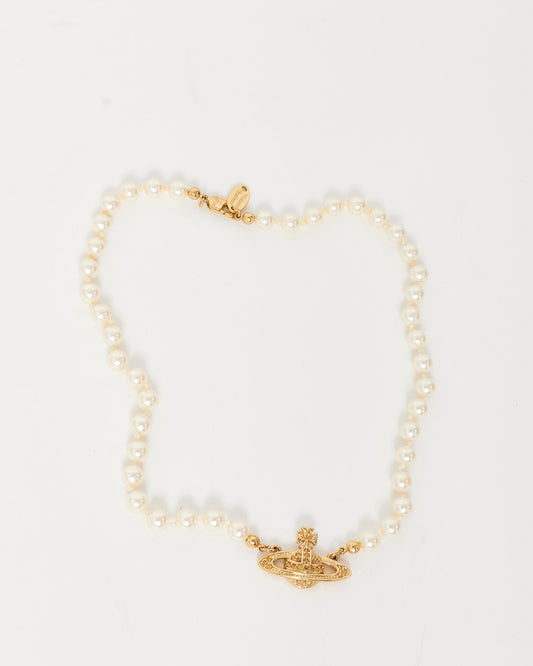 Vivienne Westwood Mini Bas Relief Pearl Choker Necklace