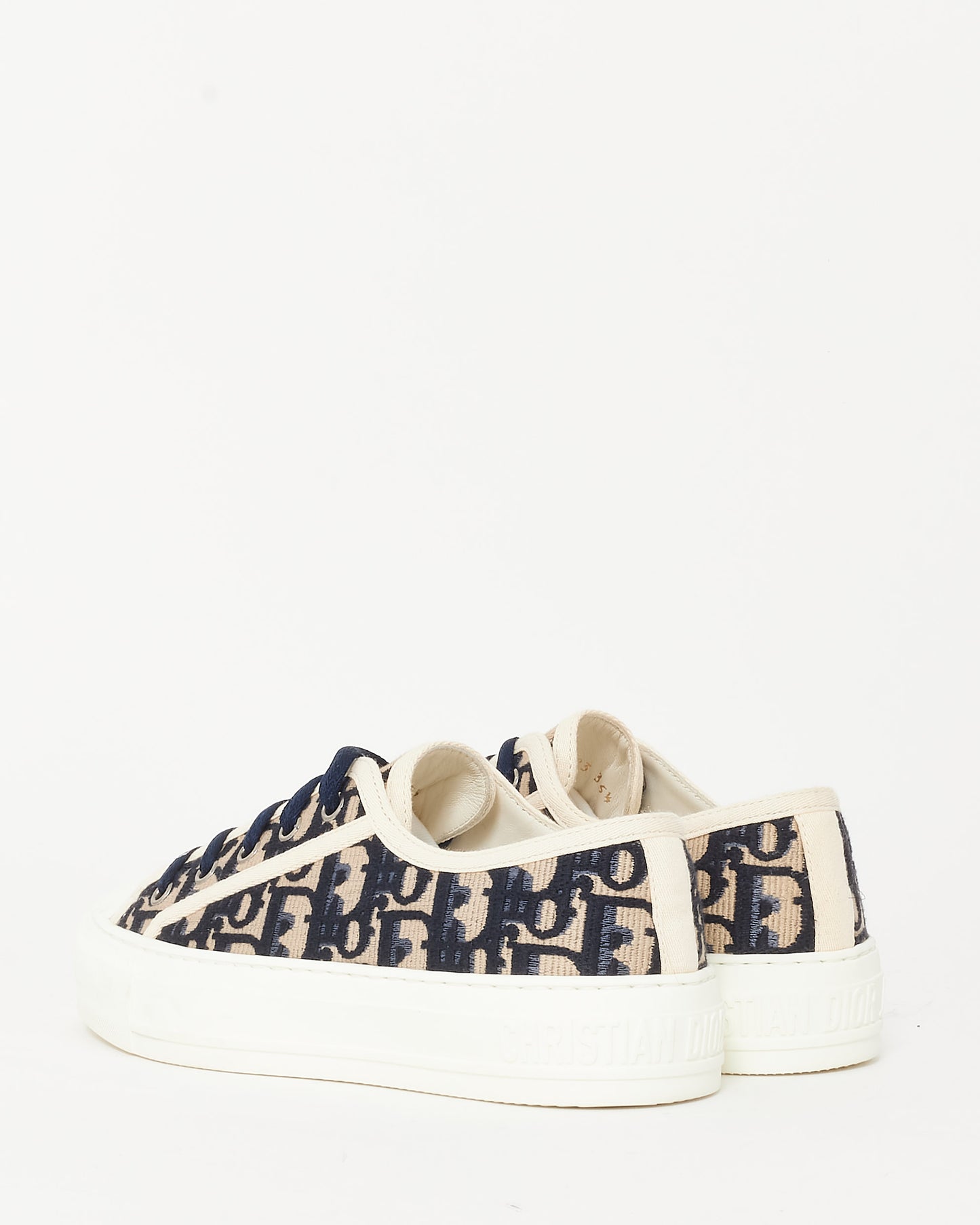 Dior Blue 
Cream Oblique Canvas Walk
N
Dior Low Top Sneakers - 35.5