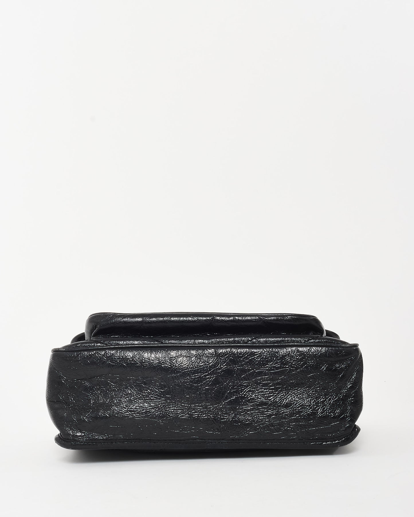 Saint Laurent Black Crinkle Vintage Calf Leather Medium Nikki Bag