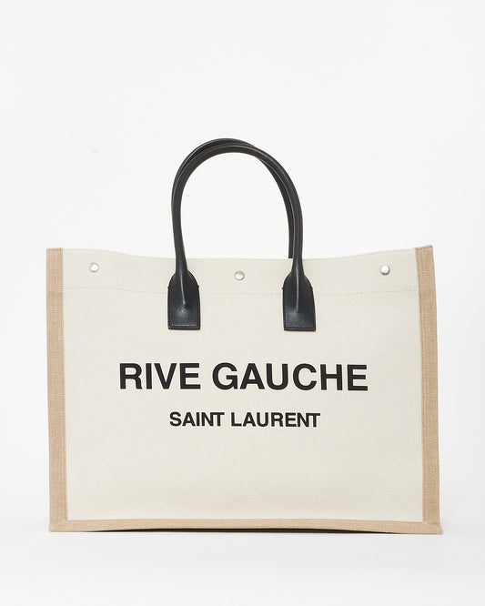 Saint Laurent Beige Canvas Rive Gauche Tote Bag