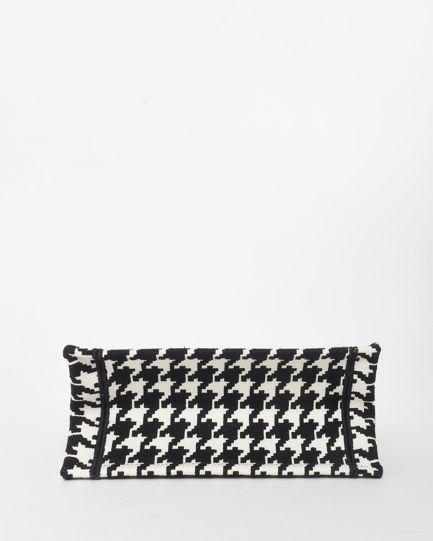 Dior Black 
White Houndstooth Canvas Mini Book Tote Bag