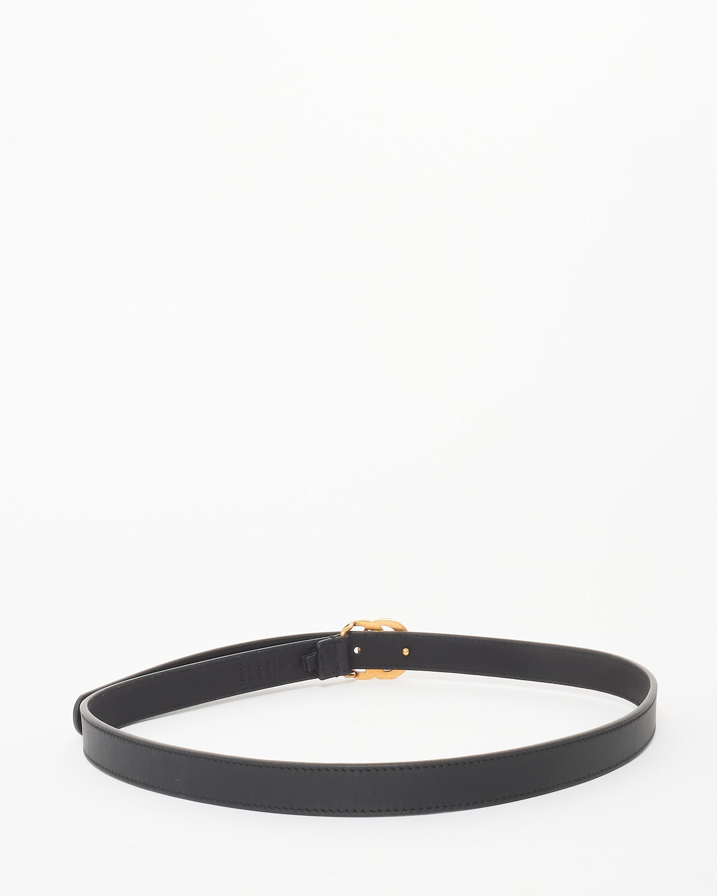 Gucci Black Leather GG Marmont Slim Belt - 80/32