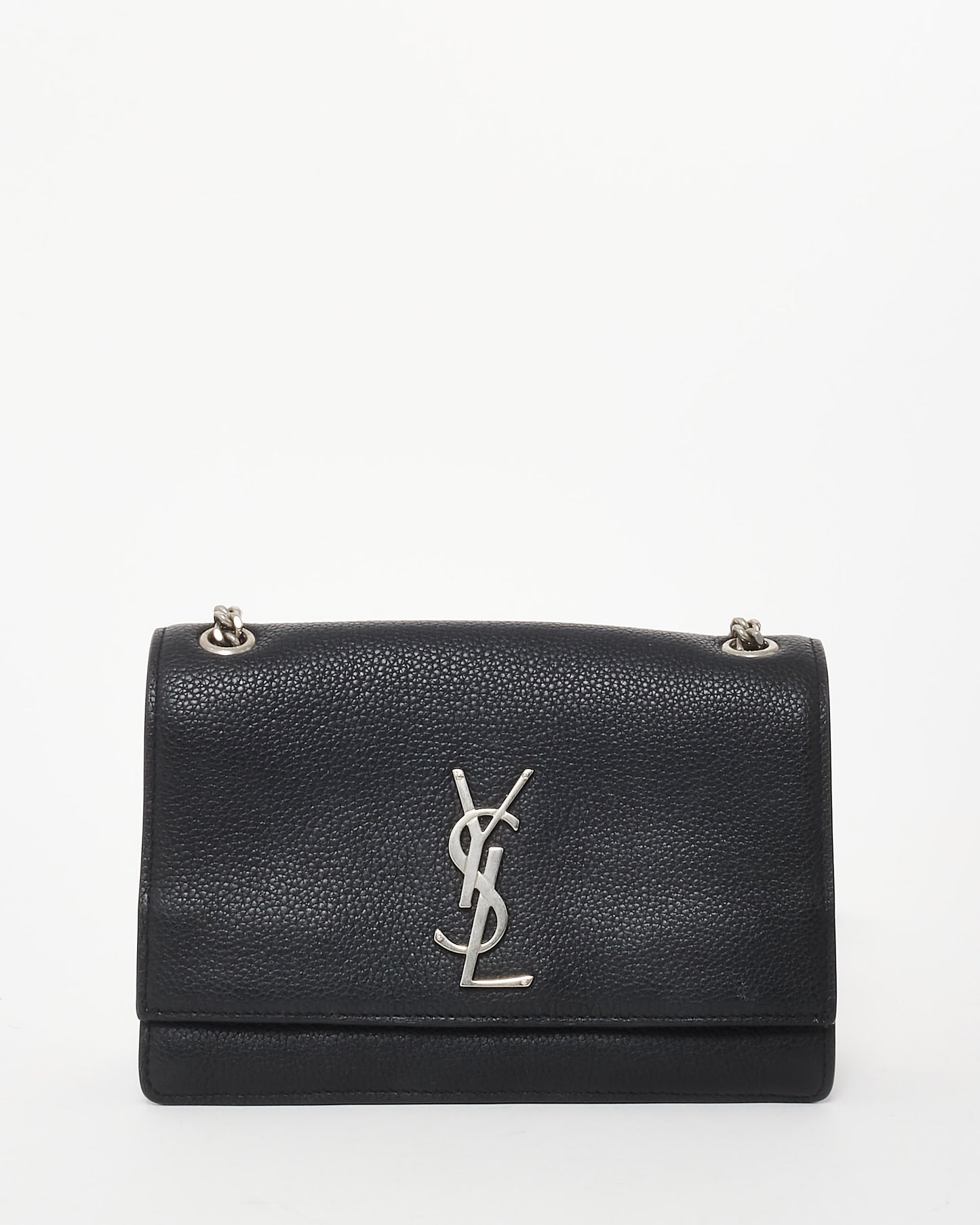 Saint Laurent Black Grained Leather SHW Small Sunset Crossbody Bag