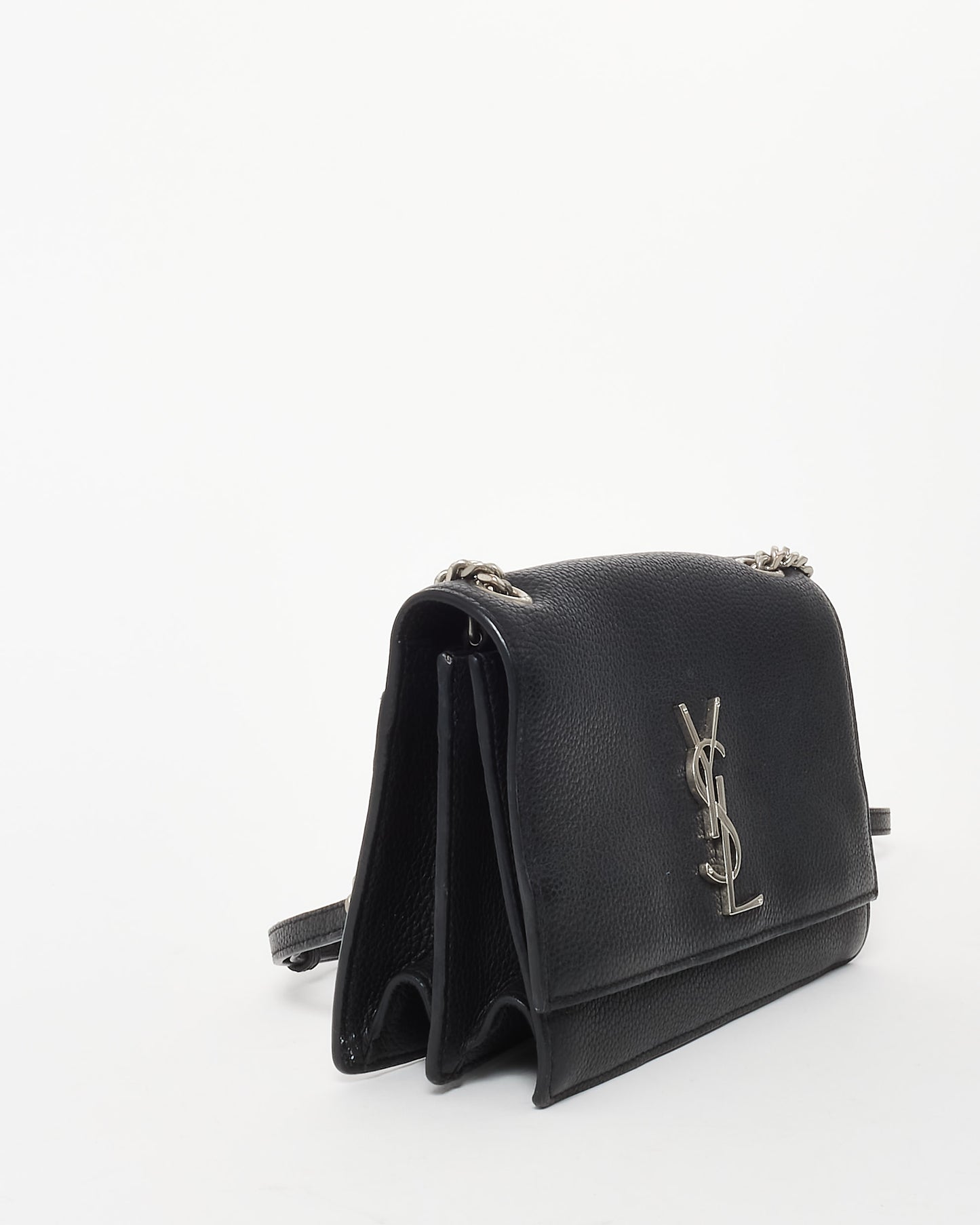 Saint Laurent Black Grained Leather SHW Small Sunset Crossbody Bag