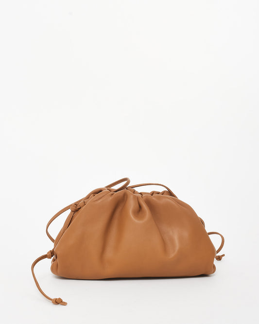 Bottega Veneta Camel Brown Leather The Mini Pouch Clutch Bag