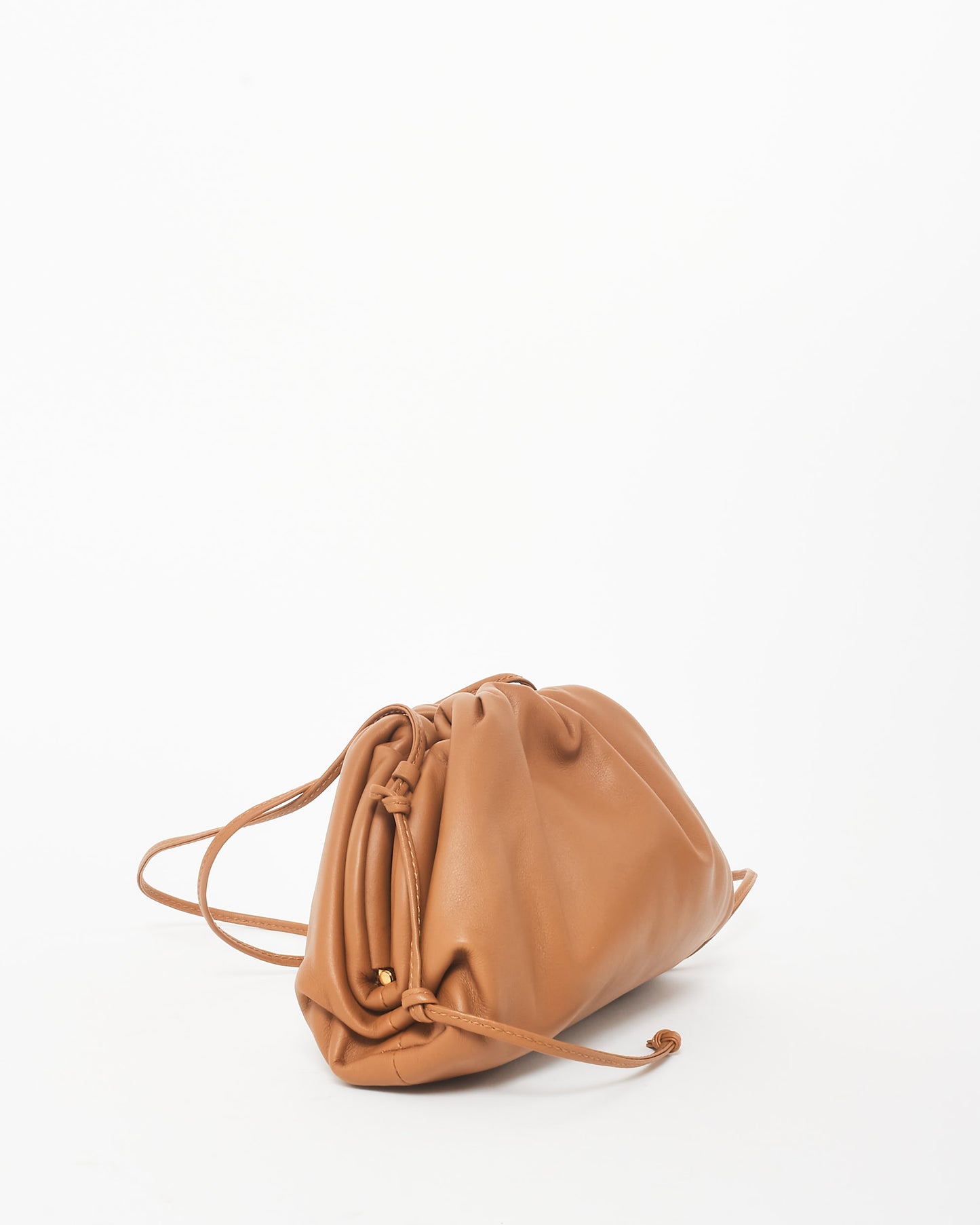 Bottega Veneta Camel Brown Leather The Mini Pouch Clutch Bag