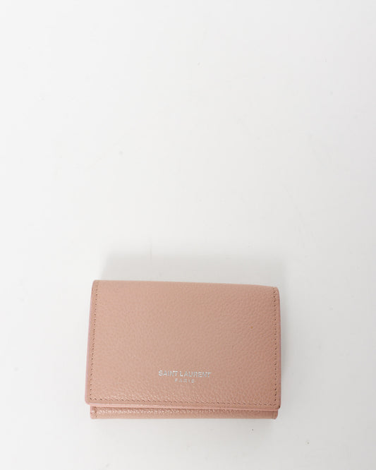 Saint Laurent Blush Leather Flap Card Holder