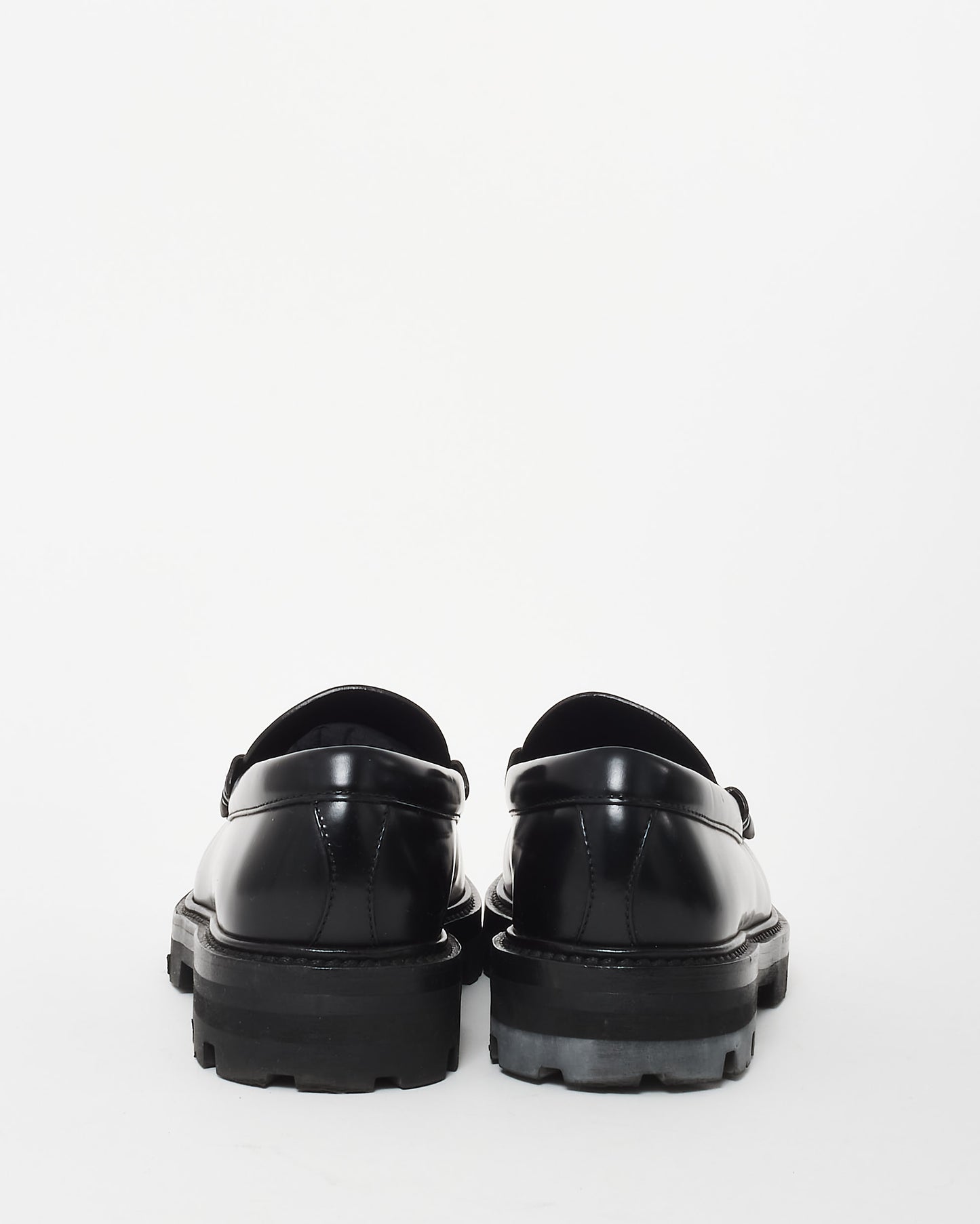 Celine Black Leather Triomphe Logo Margaret Loafers - 36.5