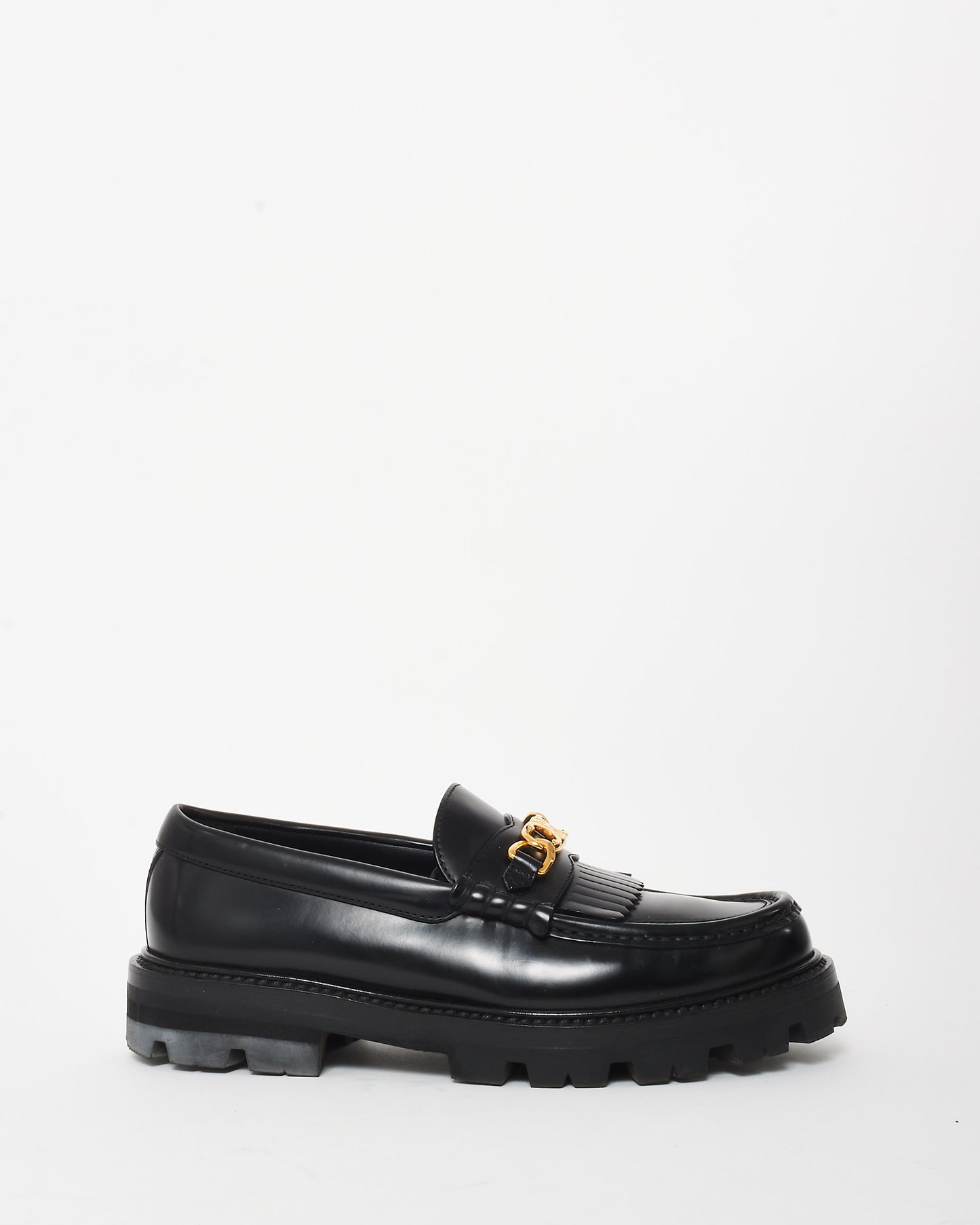 Celine Black Leather Triomphe Logo Margaret Loafers - 36.5