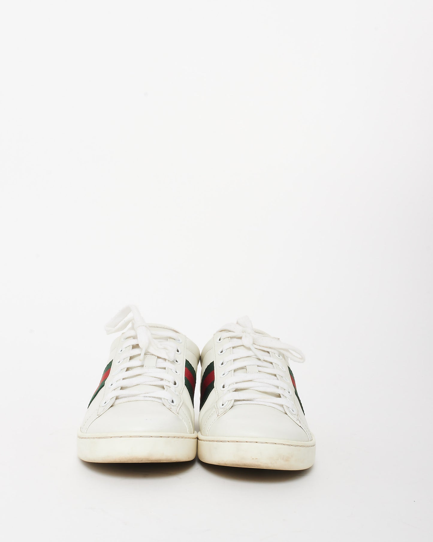 Gucci White Leather W/ Green 
Red Stripe Ace Sneakers - 39