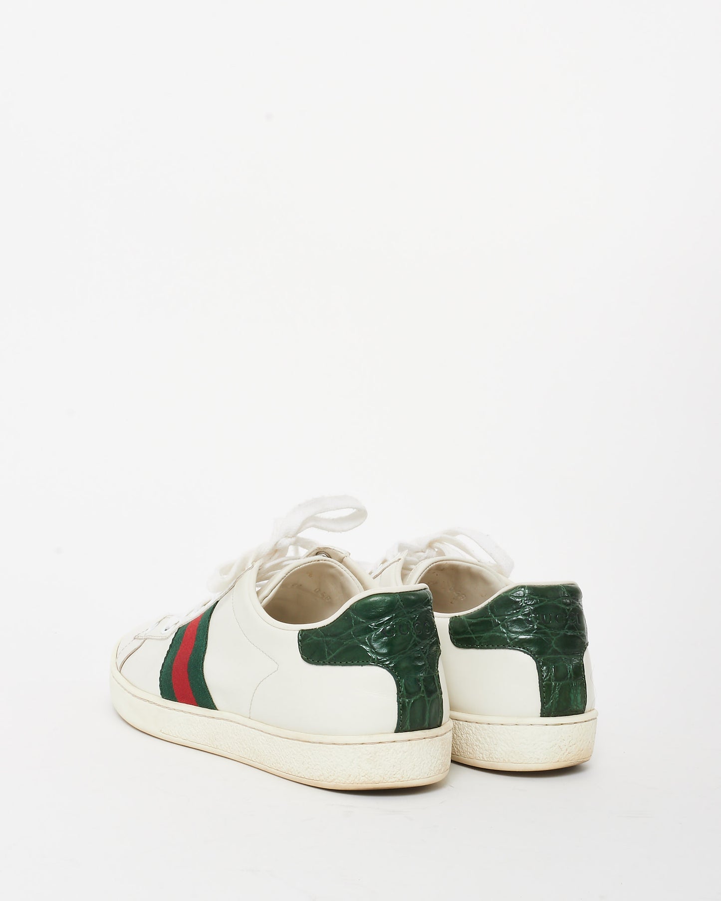 Gucci White Leather W/ Green 
Red Stripe Ace Sneakers - 39