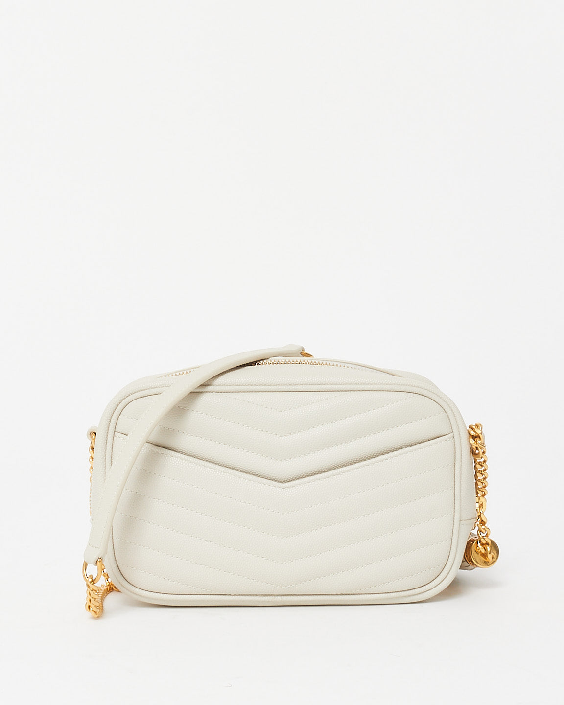 Saint Laurent Ivory Grained Leather Mini Lou Camera Bag