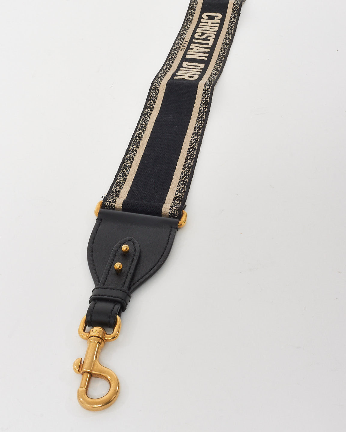 Dior Black 
Cream Logo Embroidered Guitar Strap