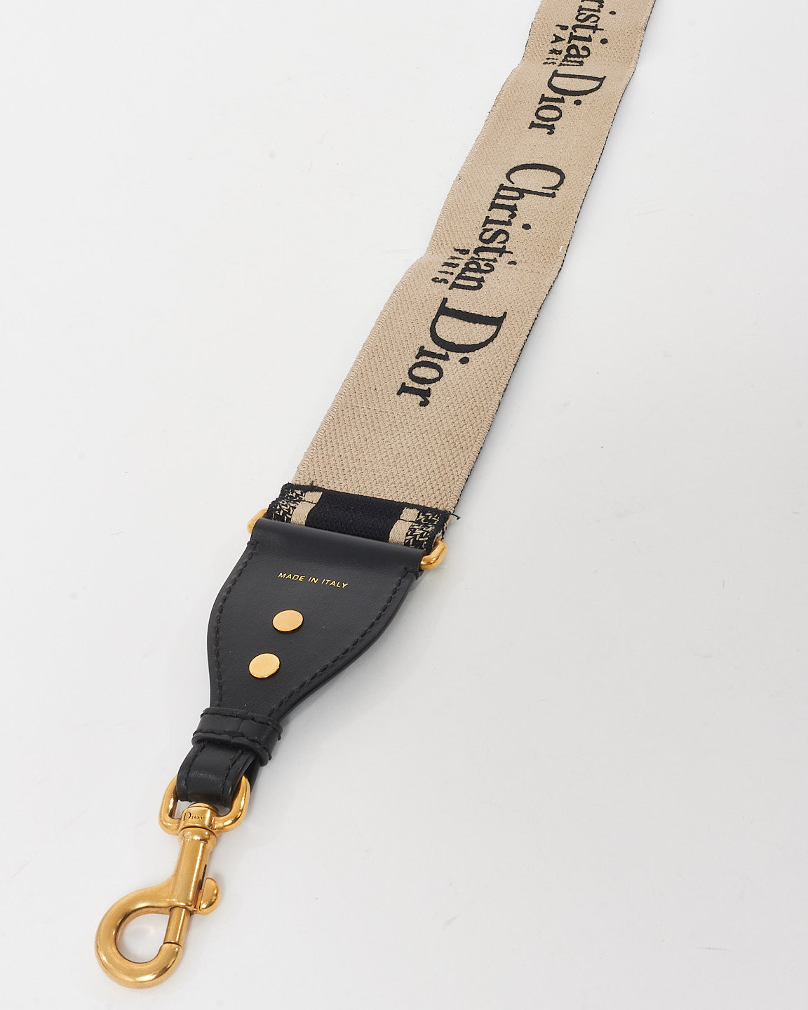 Dior Black 
Cream Logo Embroidered Guitar Strap