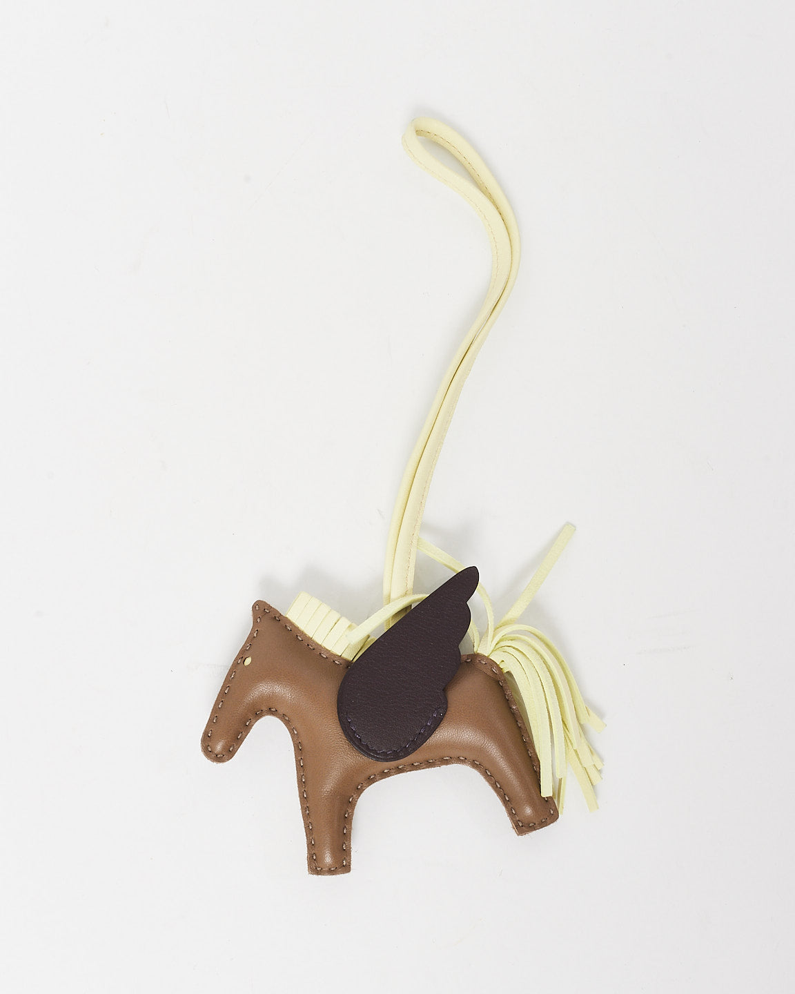 Hermès Brown 
Light Yellow Leather Rodeo Pegasus Charm