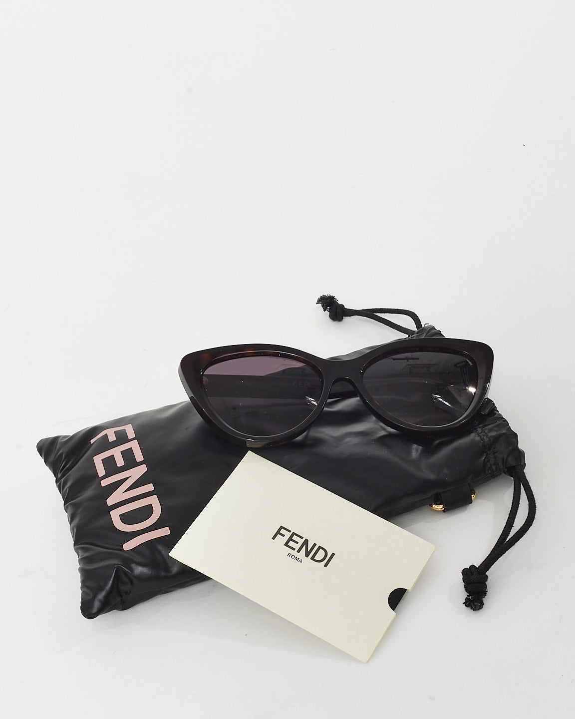 Fendi Dark Brown Tortoise Cat Eye Logo FE40087U Sunglasses