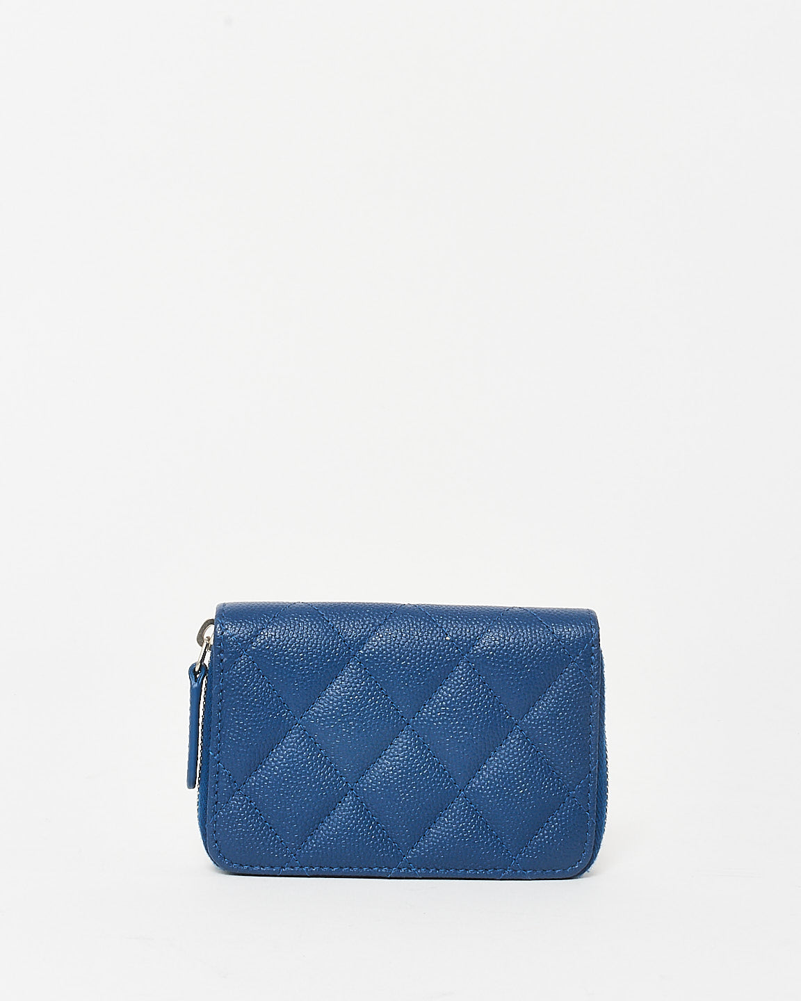 Chanel Navy Blue Caviar Leather Mini Zip Card Case