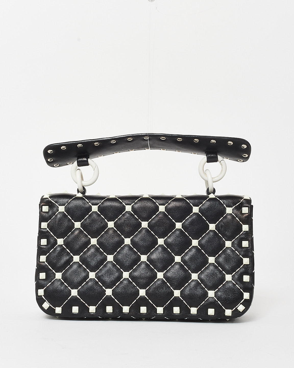 Valentino Black Leather Free White Rockstud Spike Shoulder Bag