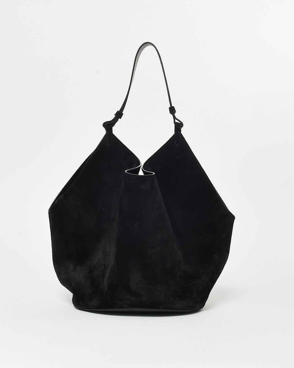 Khaite Black Suede Medium Lotus Tote Bag