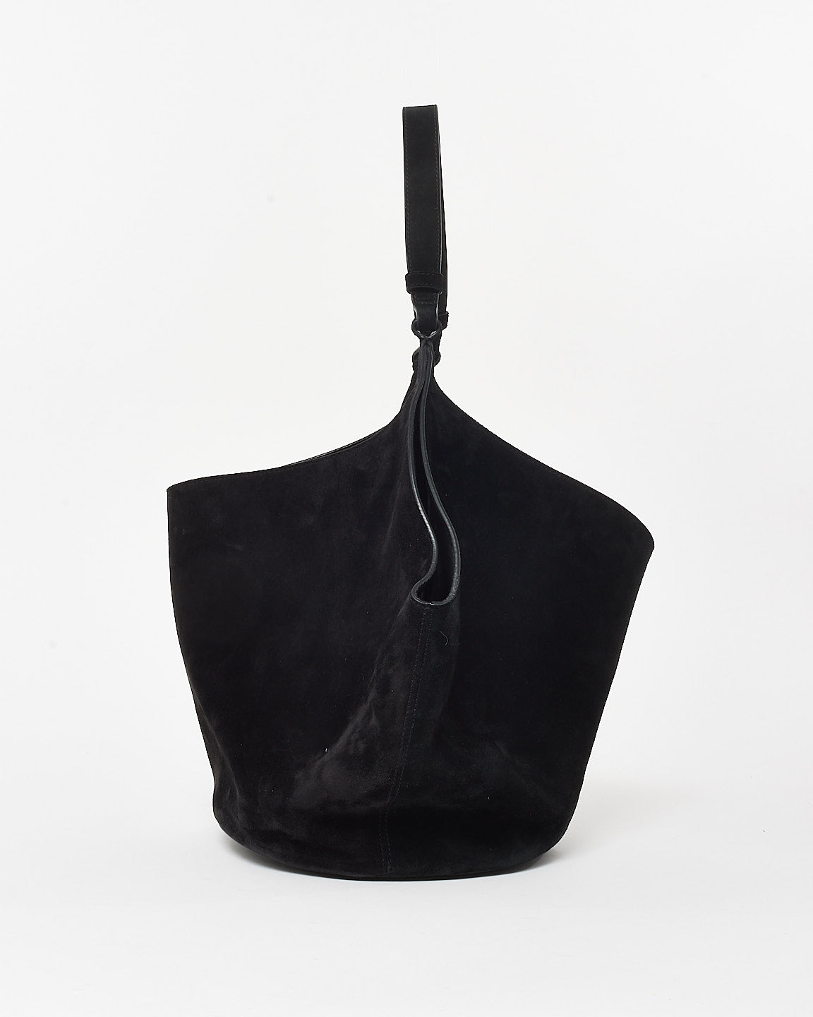 Khaite Black Suede Medium Lotus Tote Bag