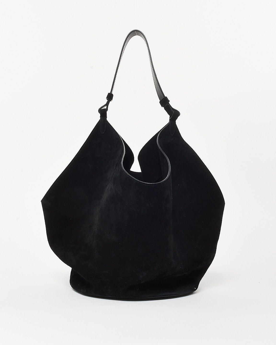 Khaite Black Suede Medium Lotus Tote Bag