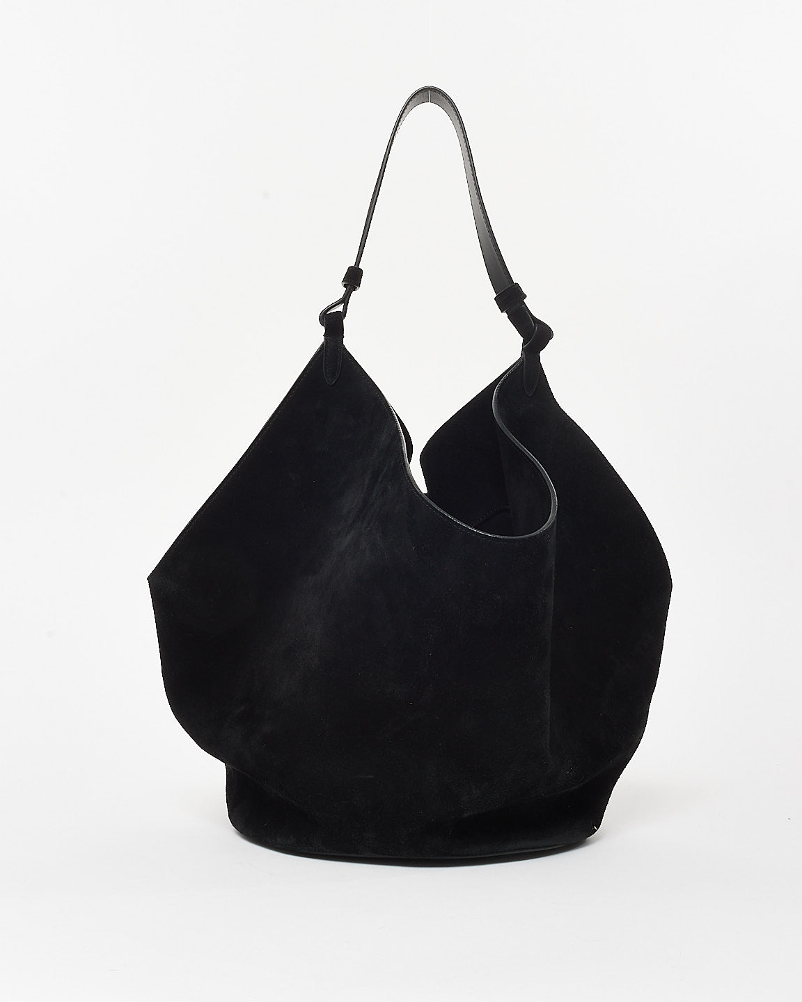 Khaite Black Suede Medium Lotus Tote Bag