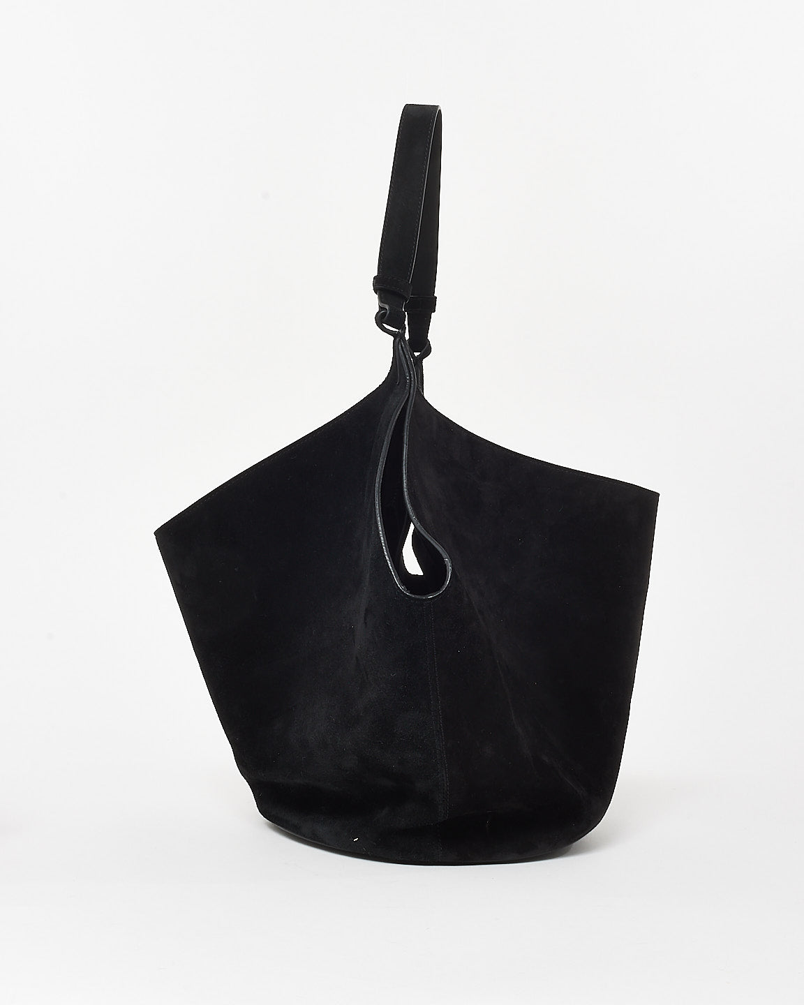 Khaite Black Suede Medium Lotus Tote Bag