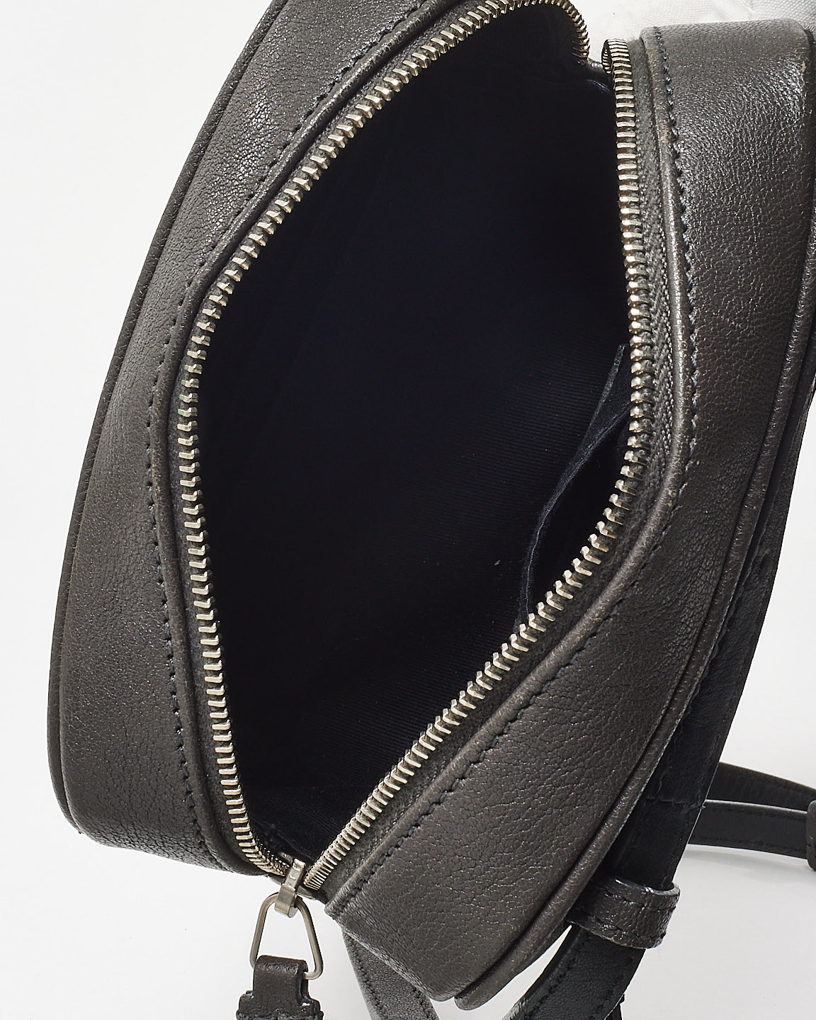 Saint Laurent Charcoal Grey Leather Embossed Logo Belt Bag