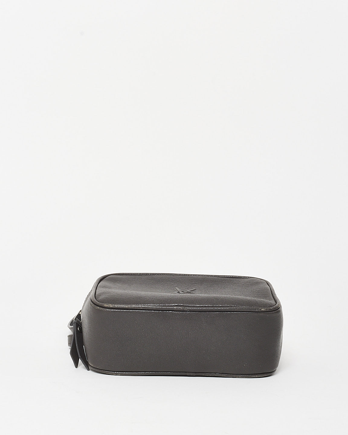 Saint Laurent Charcoal Grey Leather Embossed Logo Belt Bag