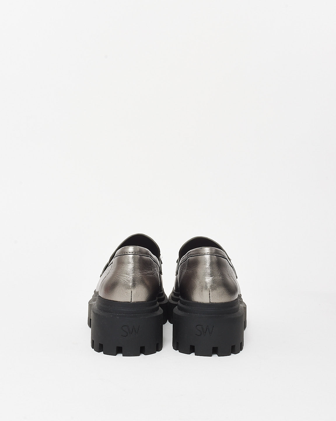 Stuart Weitzman Gunmetal Leather Chunky Loafers - 9B