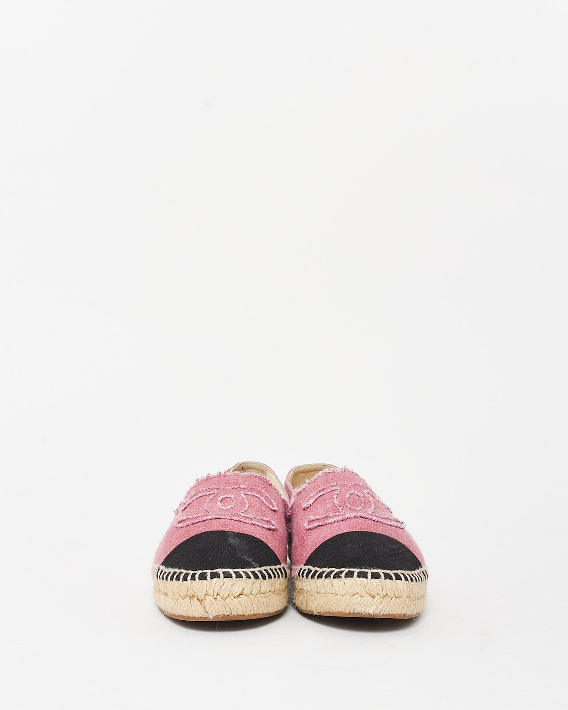 Chanel Rose Denim Canvas Logo Espadrilles - 39