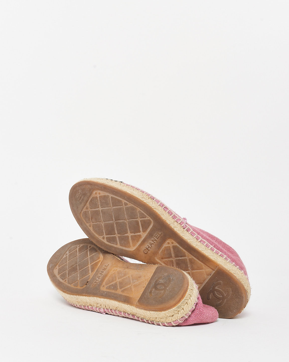 Chanel Rose Denim Canvas Logo Espadrilles - 39