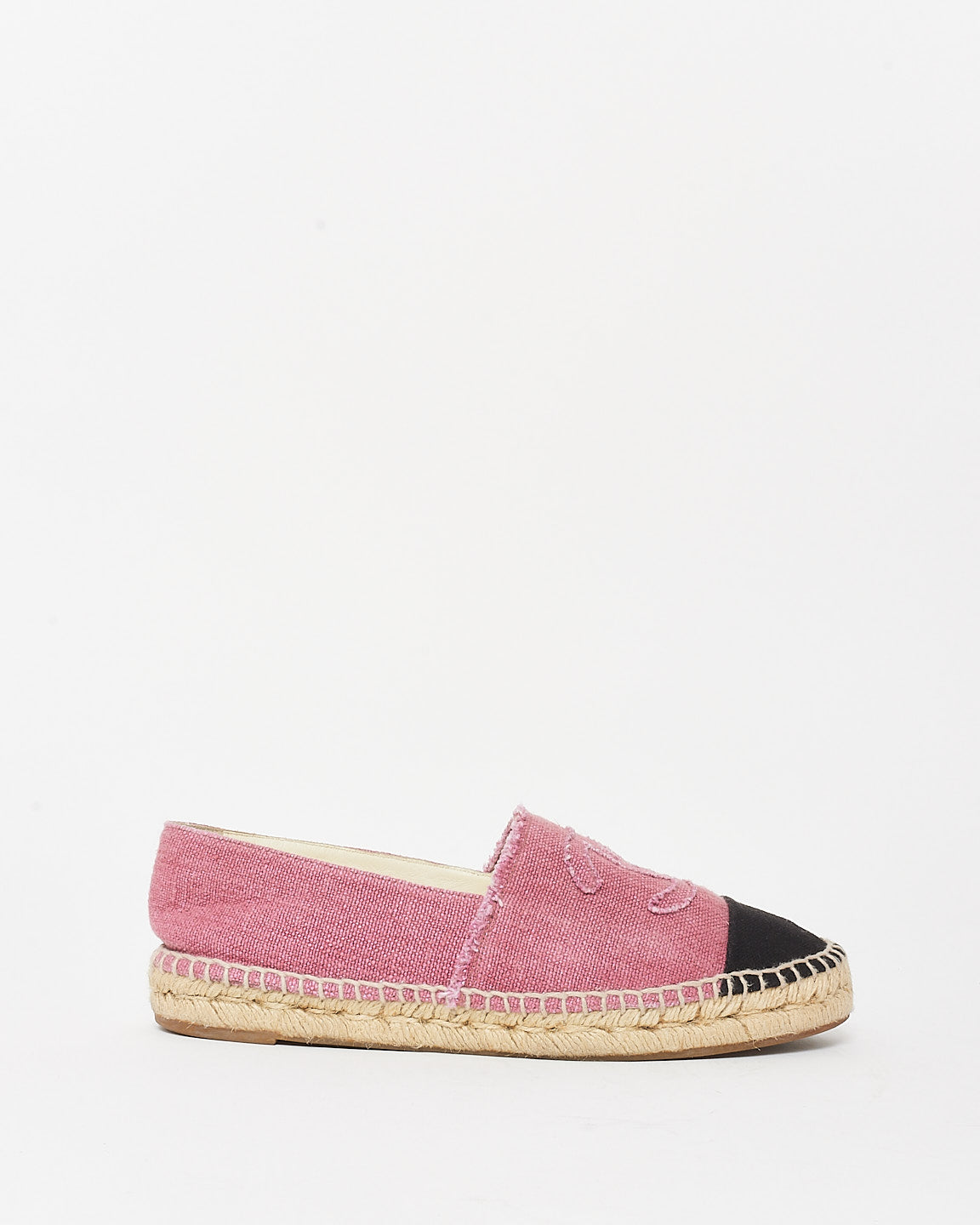 Chanel Rose Denim Canvas Logo Espadrilles - 39