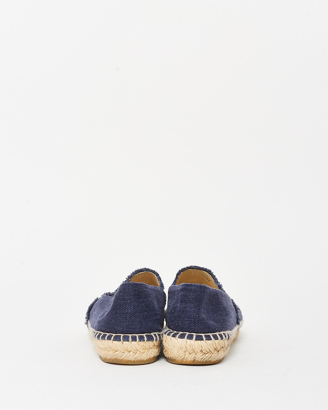 Chanel Navy Blue Denim Canvas Logo Espadrilles - 38