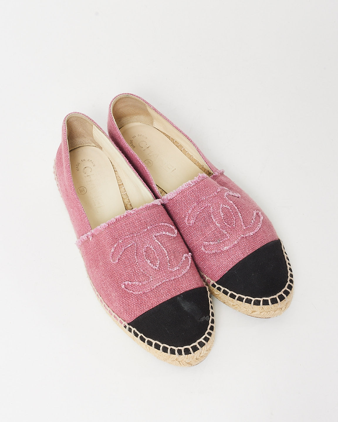 Chanel Rose Denim Canvas Logo Espadrilles - 39