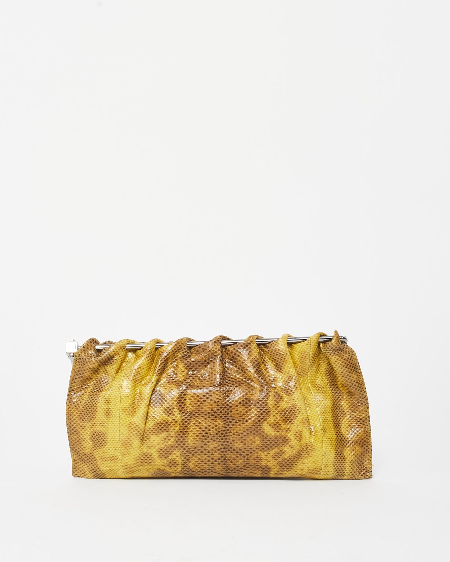 Gucci Vintage Yellow Python Leather Karung Frame Clutch