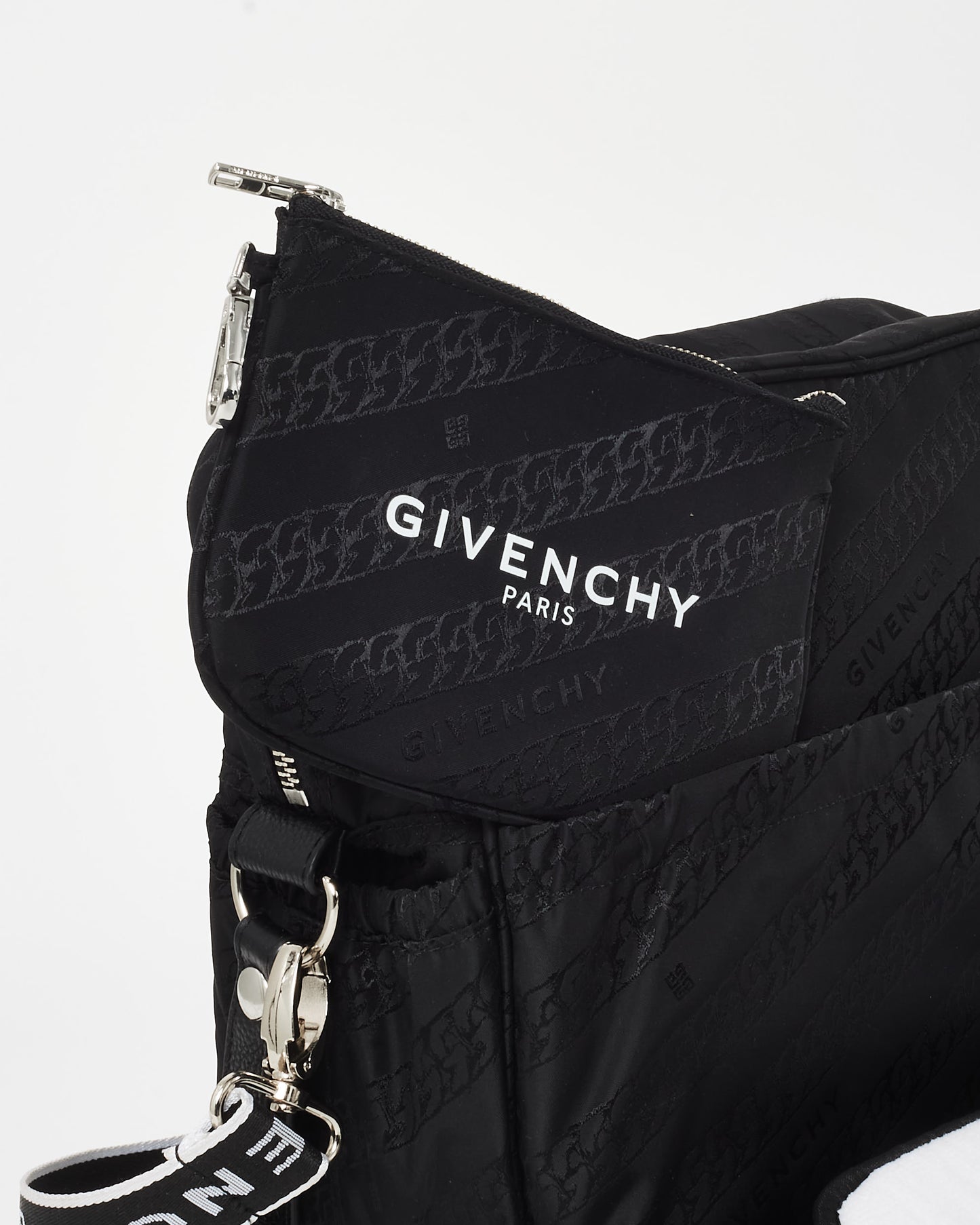 Givenchy Black 
White Nylon Logo Diaper Bag