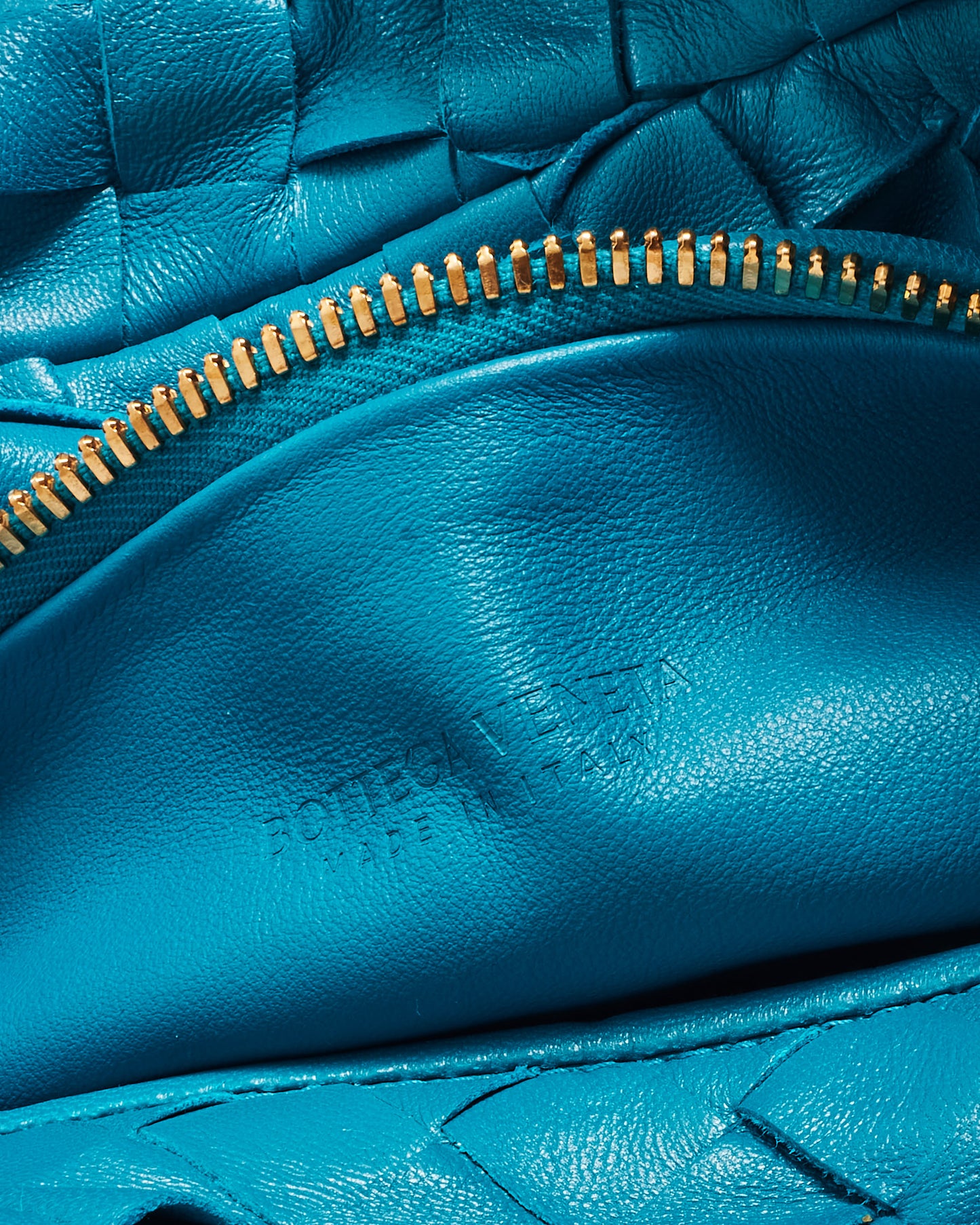 Bottega Veneta Teal Blue Intrecciato Leather Mini Jodie Bag