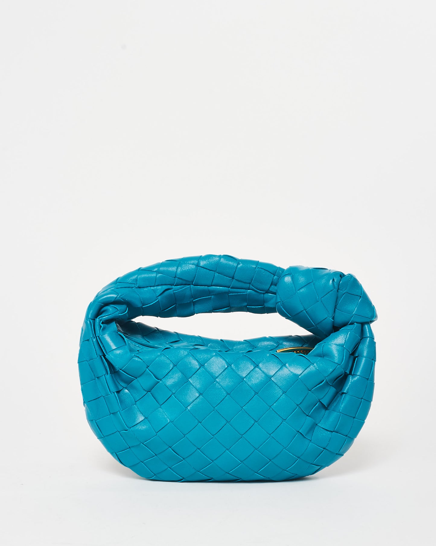 Bottega Veneta Teal Blue Intrecciato Leather Mini Jodie Bag