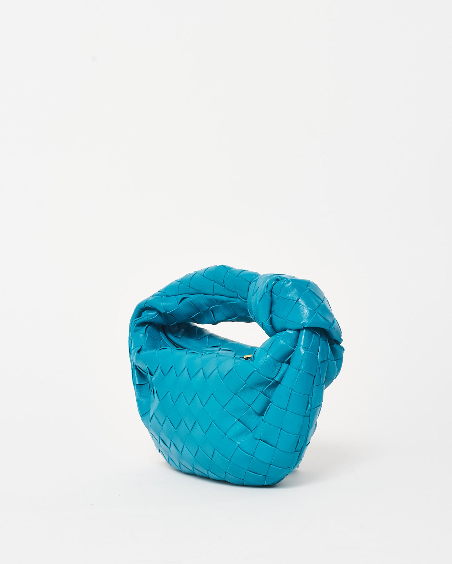 Bottega Veneta Teal Blue Intrecciato Leather Mini Jodie Bag