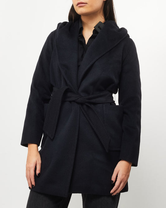 Max Mara Navy Wool Rialto Belted Coat - 0