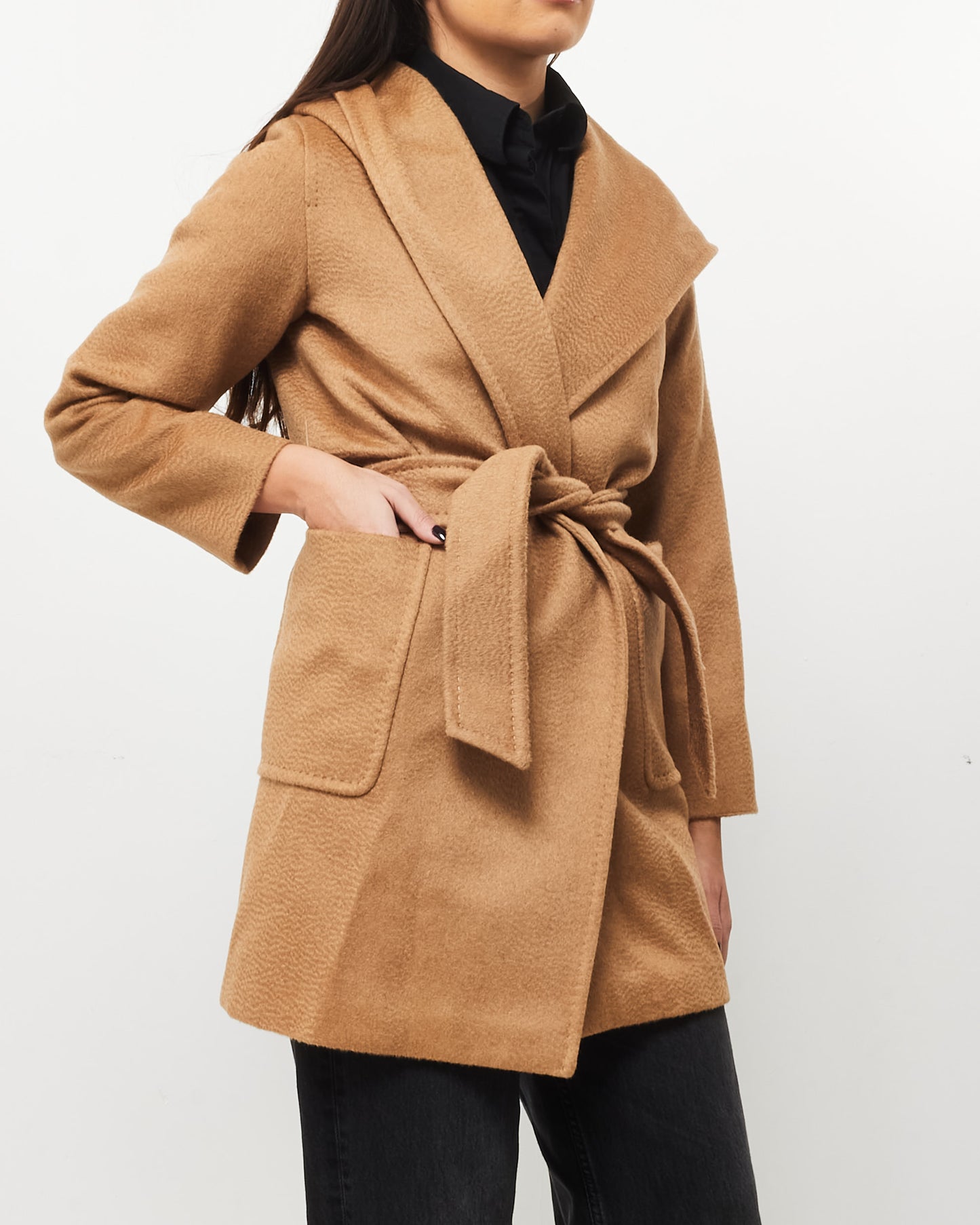 Max Mara Camel Wool Rialto Belted Coat - 0