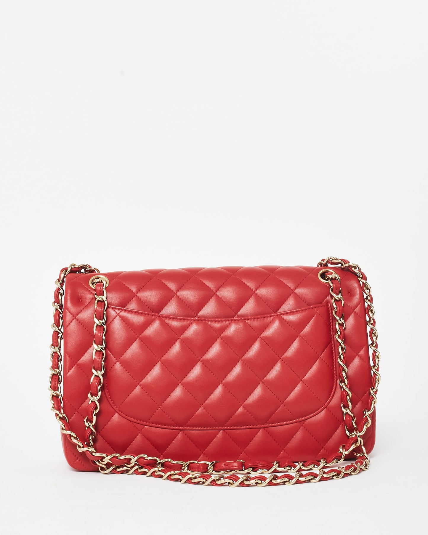 Chanel Red Lambskin Leather CPHW Jumbo Classic Double Flap Bag