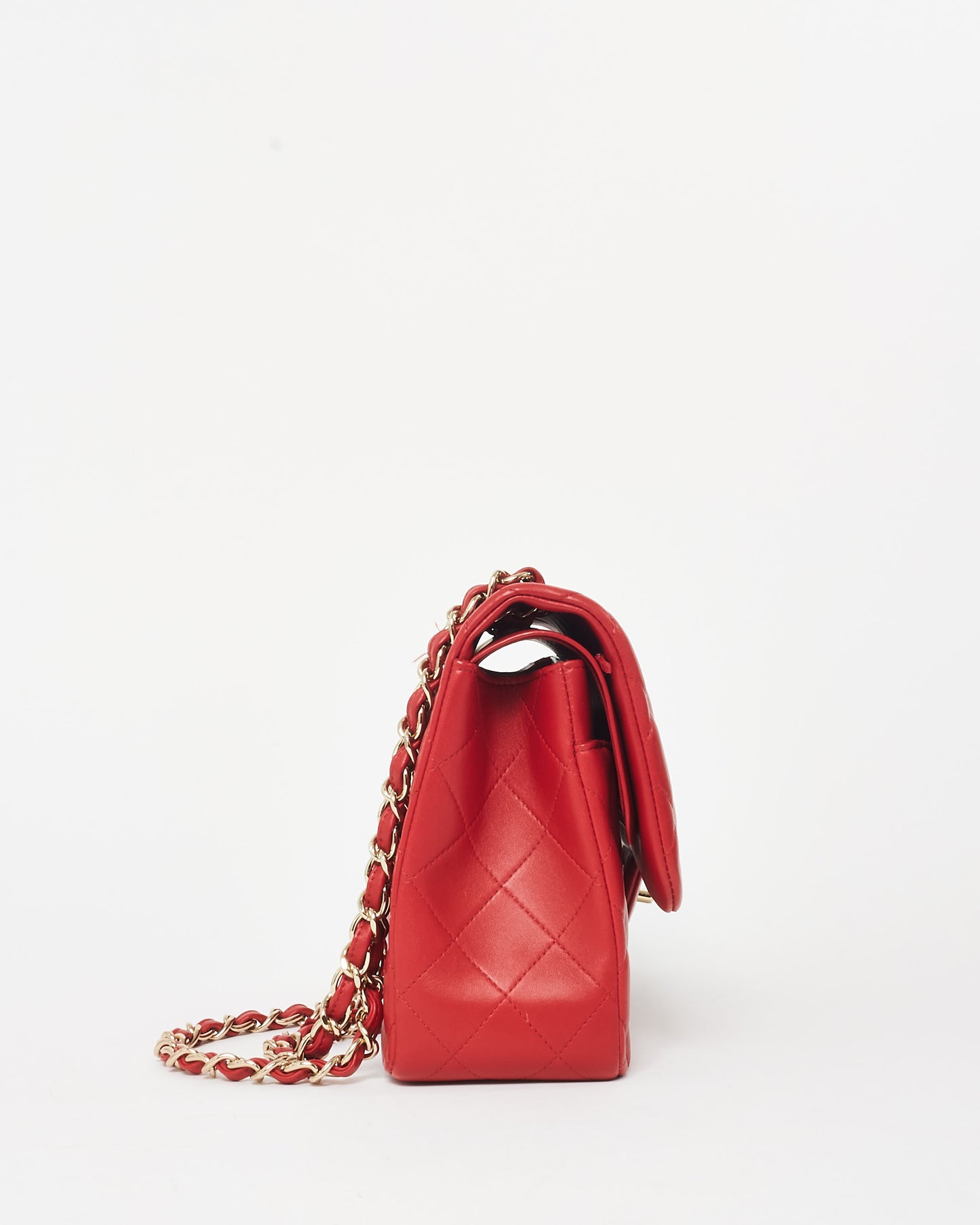 Chanel Red Lambskin Leather CPHW Jumbo Classic Double Flap Bag